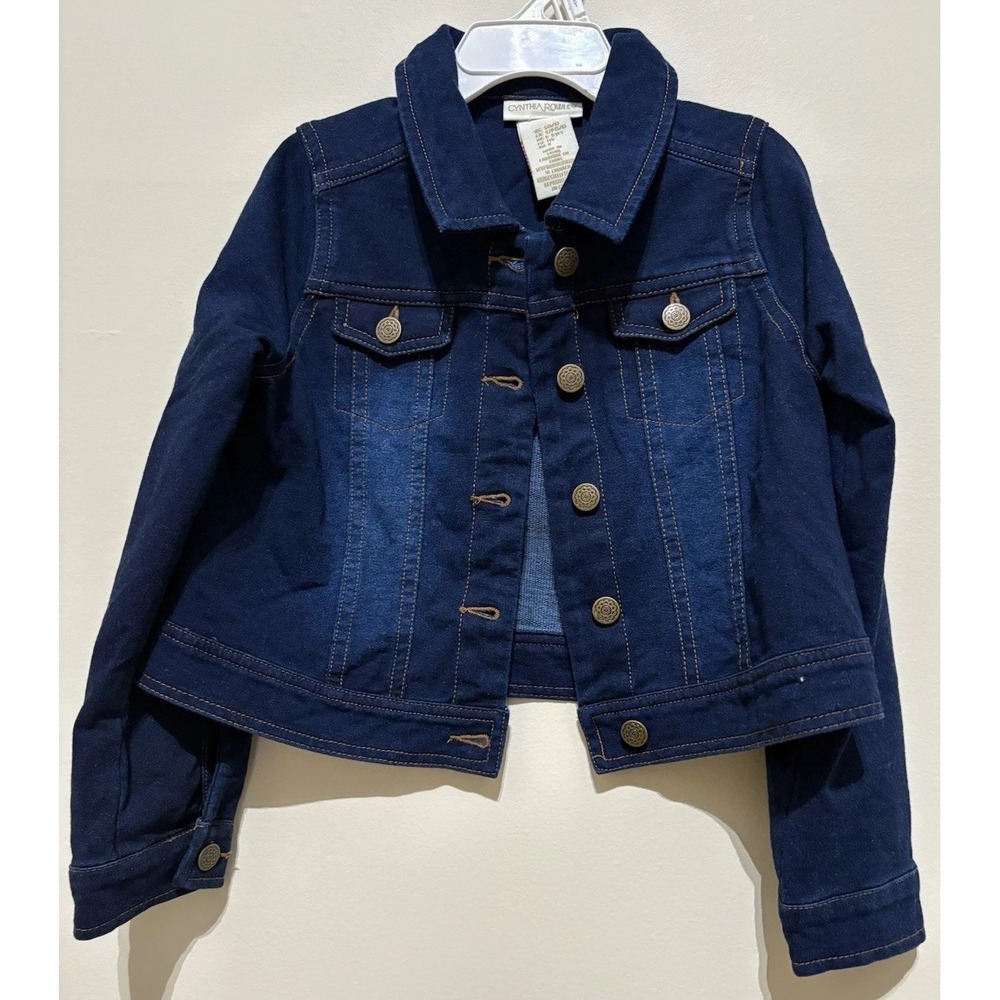 Cynthia Rowley Girls Denim Jacket Size 5/6. Dark Wash. Adjustable Waist. NWOT